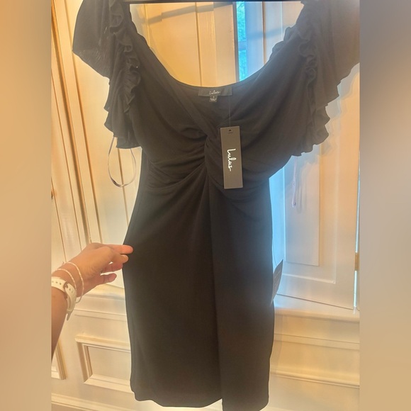 NWT Lulu’s Crushing on Cute Black Flutter Sleeves Mini Dress in Small - Picture 7 of 8